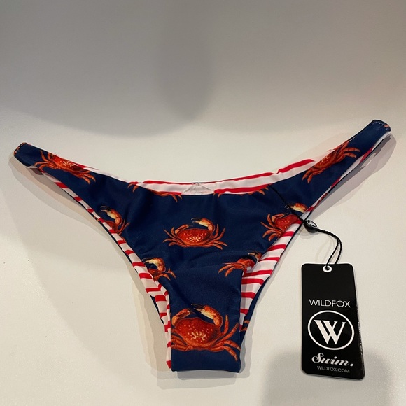 FINAL PRICE Wildfox Crabby Reversible Bikini Brazilian Bottom Nautical Stripe - Picture 3 of 6